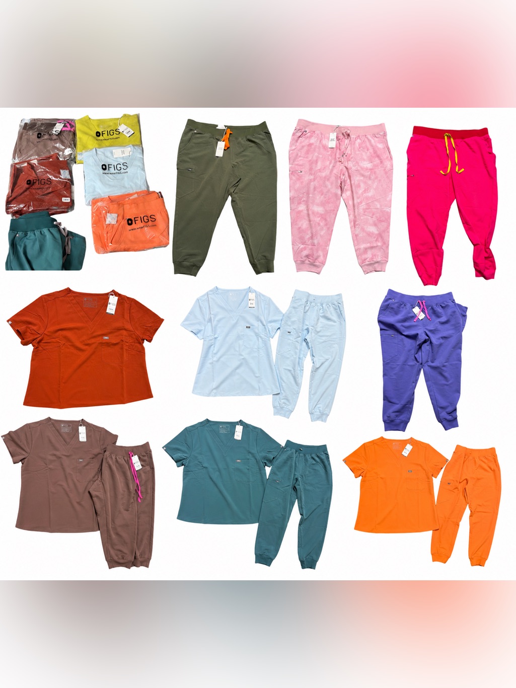 Figs Medical Scrubs Bundle Top And Botom - 15 Pieces